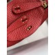 Hand-stitched  Mini Lindy 19cm Imported Taurillon Clemence  leather Flag Red Gold Buckle