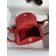 Hand-stitched  Mini Lindy 19cm Imported Taurillon Clemence  leather Flag Red Gold Buckle