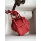 Hand-stitched  Mini Lindy 19cm Imported Taurillon Clemence  leather Flag Red Gold Buckle