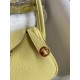 hand maded Mini Lindy 19cm Taurillon Clemence leather yellow gold