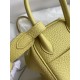 hand maded Mini Lindy 19cm Taurillon Clemence leather yellow gold