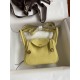 hand maded Mini Lindy 19cm Taurillon Clemence leather yellow gold