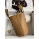 Pig's Nose Vegetable Basket in the loop . .18cm Imported Tc Patchwork Swift Leather Biscuit Color   Gold Button Waxed Wire