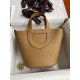 Pig's Nose Vegetable Basket in the loop . .18cm Imported Tc Patchwork Swift Leather Biscuit Color   Gold Button Waxed Wire