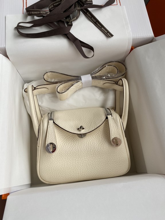 handmaded Mini Lindy 19cm Taurillon Clemence leather white