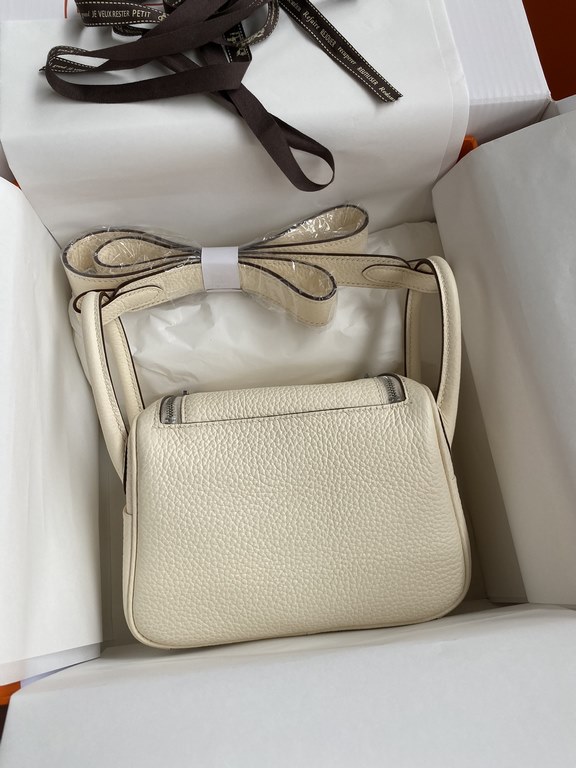 handmaded Mini Lindy 19cm Taurillon Clemence leather white