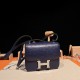 Constance Mini South Africa KK Ostrich 77 Iris Blue Silver Buckle