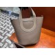 Tn the loop pig nose vegetable basket 18cm TC leather 18 Etoupe elephant gray Top handmade! Counter quality!