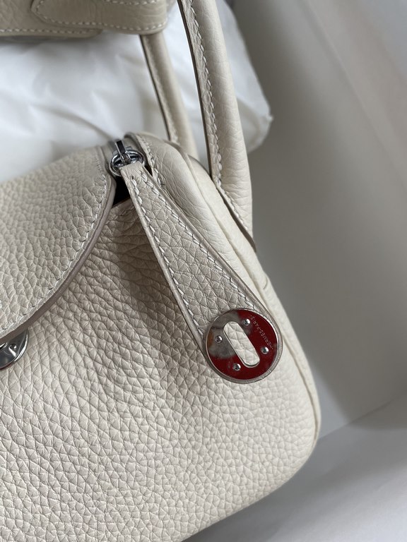 hand maded Mini Lindy 19cm Taurillon Clemence leather white