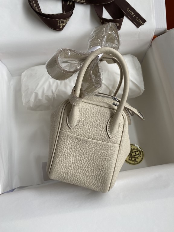 hand maded Mini Lindy 19cm Taurillon Clemence leather white