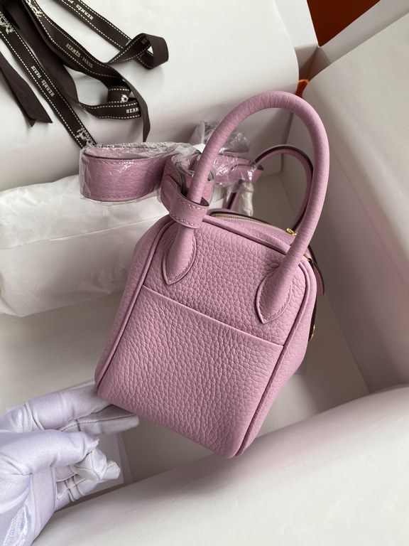 hand maded Mini Lindy 19cm Taurillon Clemence leather purple