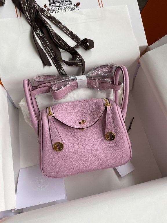 hand maded Mini Lindy 19cm Taurillon Clemence leather purple