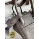 hand maded Mini Lindy 19cm Taurillon Clemence leather gray