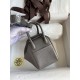 hand maded Mini Lindy 19cm Taurillon Clemence leather gray