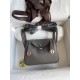 hand maded Mini Lindy 19cm Taurillon Clemence leather gray