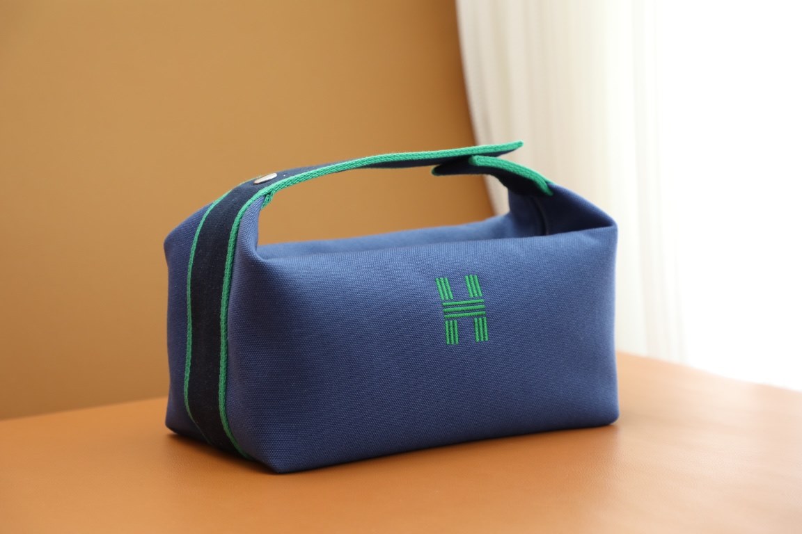 - -      Lunchbox Bag Canvas Deep Blue Detail Customized Real In stock;.