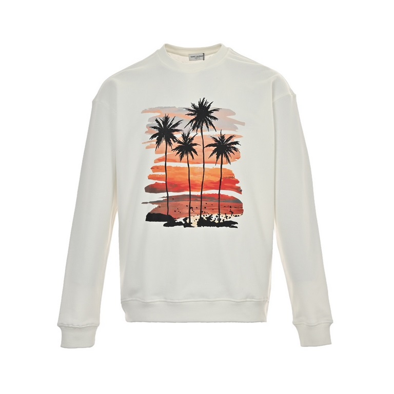 .Saint Laurent ParisSaint Laurent Sunset Coconut Print Crew Neck SweatshirtCustomized high grams of knitted cotton fabric carefully crafted, feel particularly solid, texture pull full, fluffy and delicate on the body com