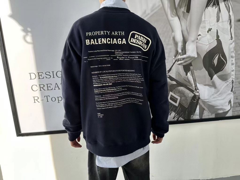 #Balenciaga  Balenciaga Fashion Newspaper Print Minimalist Crew Neck Sweatshirt Top