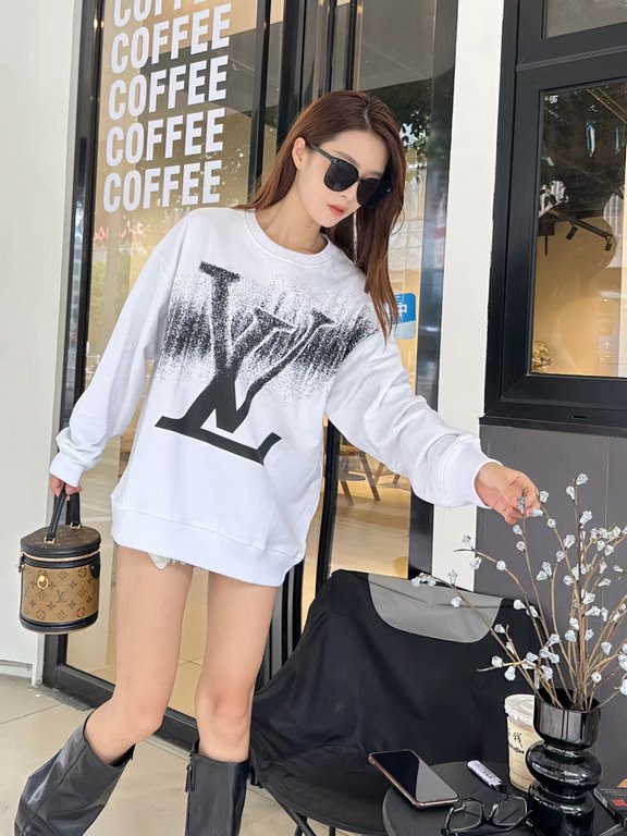 #LouisVuitton 23ss Splash Ink Gradient Large Letter Print Crew Neck Sweatshirt Top