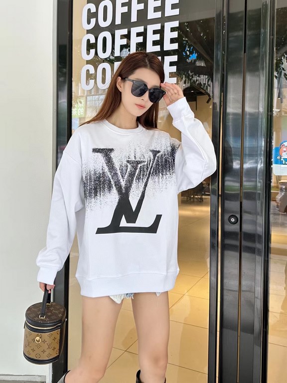 #LouisVuitton 23ss Splash Ink Gradient Large Letter Print Crew Neck Sweatshirt Top