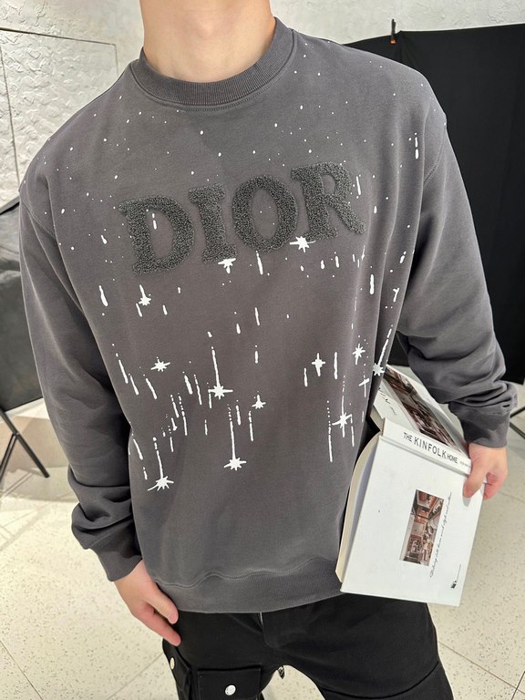 #DiorDior 23Fw Graffiti Flocked Logo Crew Sweatshirt Top