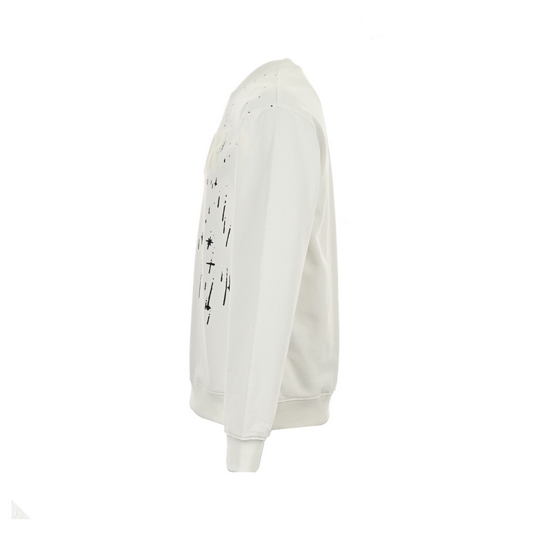 DiorDior 23Fw Graffiti Flocked Logo Crew Neck SweatshirtUsing 26 combed cotton   10 cotton, gram weight 420G, the fabric is made of domestic Xinjiang high-quality cotton yarn, Xinjiang cotton is recognized as the superio