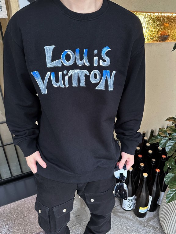 #LouisVuitton 23Fw Handpainted Graffiti Print Crew Neck Sweatshirt Top