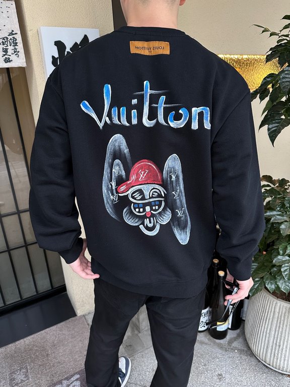 #LouisVuitton 23Fw Handpainted Graffiti Print Crew Neck Sweatshirt Top