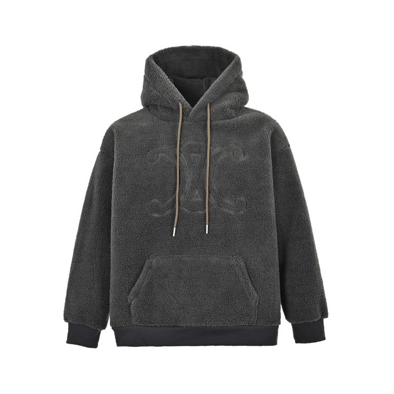 Celine 23Fw Lambswool Hooded Sweatshirt JacketThe highest version of the network exclusive ultra-high grams of lamb's wool fabric lined with composite cashmere warmth proper line embossed logo full of three-dimensional s