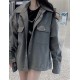 #Chrome HeartsCrowheart 23Fw Vegan Gray Cross Button Shirt Jacket Up