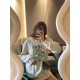 #LoeweLoewe 23Fw Colorblocked Flower Label Embroidered Crew Neck Sweatshirt Top