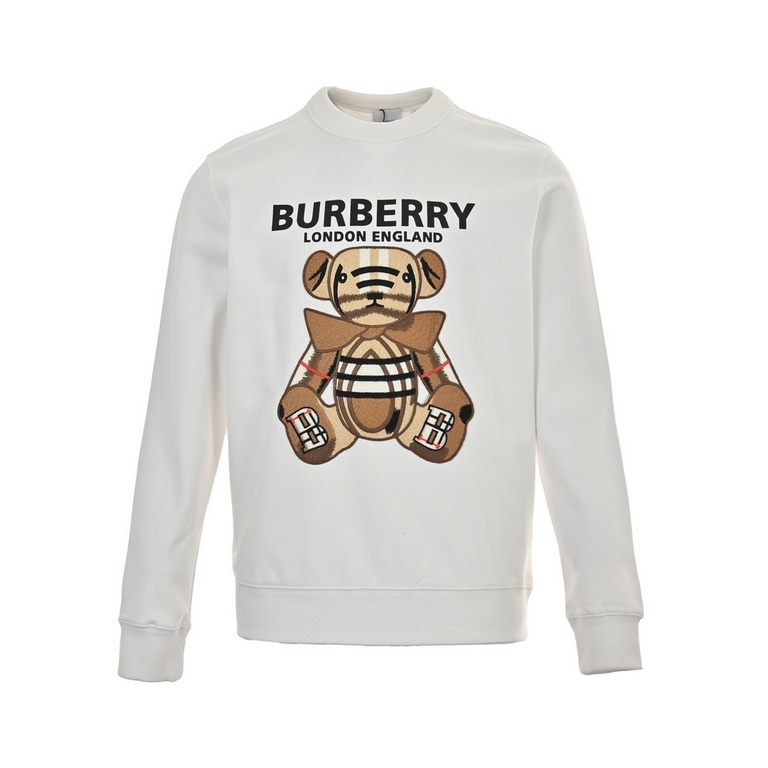 BurberryBurberry Embroidered teddy bear crew neck sweatshirtCrisp and clean cotton couple's style sweater The color of the real thing is very beautiful! Give people a very clean sense of senior Chest bear embroidery patt