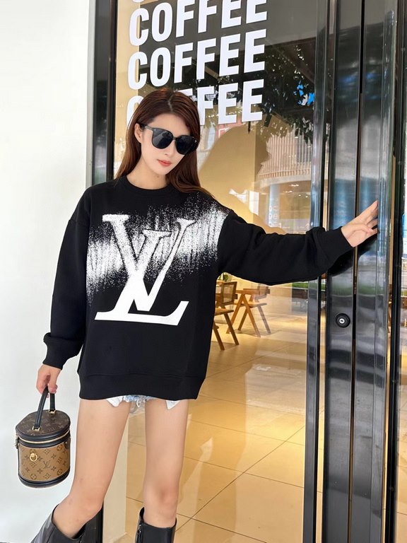 #LouisVuitton 23ss Splash Ink Gradient Large Letter Print Crew Neck Sweatshirt Top