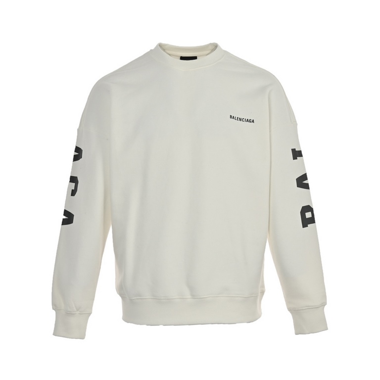 BalenciagaBalenciaga Separate Print Crew Neck SweatshirtI was instantly drawn to the illusionary split print from the show! The logo letters are deconstructed and stretched to create a geometric aesthetic of conflict and