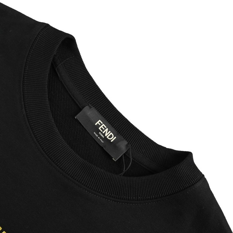 .Fendi 23Fw Hot Gold Letter Crew Neck SweatshirtCustom weaving 100% knitted cotton production, high grams of dense texture of the terry cotton fabric, comfortable and breathable body and has a soft touch on the skin, ver