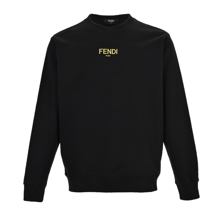 .Fendi 23Fw Hot Gold Letter Crew Neck SweatshirtCustom weaving 100% knitted cotton production, high grams of dense texture of the terry cotton fabric, comfortable and breathable body and has a soft touch on the skin, ver