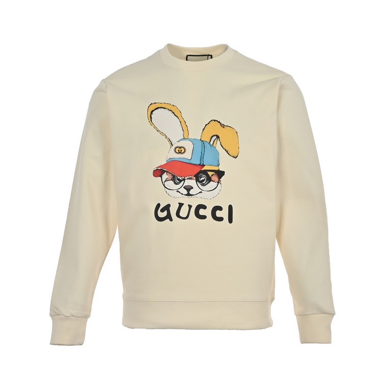 GucciGucci 23Fw Rabbit Print Crew Neck SweatshirtFabrics using 400 grams of cotton, customized 32 thread, garment two times at the wash, the fabric is comfortable and skin-friendly without strange feeling, custom-made dy