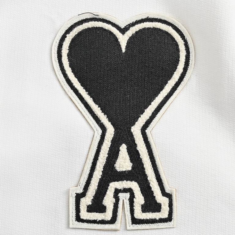 Ami classic towel embroidery embroidered heart hooded sweatshirtEarly fall new high grams of cotton basic round neck sweater, men and women with the same models, trading company channels thin out, synchronized with the o