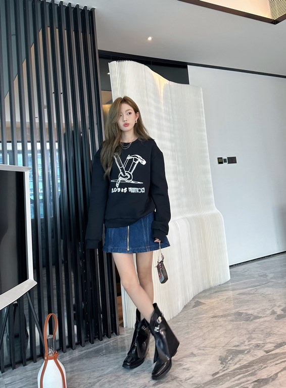 #LouisVuittonLouisVuitton 23Fw Embroidered Tooled Hammer Crew Sweatshirt Top