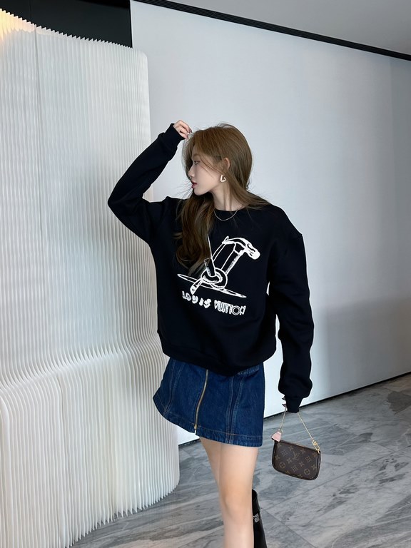 #LouisVuittonLouisVuitton 23Fw Embroidered Tooled Hammer Crew Sweatshirt Top