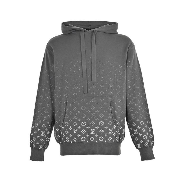 Louis VuittonLouis Vuitton 23Fw Gradient Jacquard Knit Hooded SweaterOriginal,300 purchase, the original office flower design, gradient jacquard process, hooded knit sweater, inserted in the pattern design, a full set of