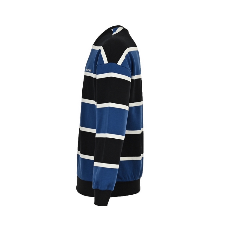 BalenciagaBalenciaga 23Fw Glacier Stripe Embroidered Letter Crew Neck SweatshirtCapsule series Glacier color matching wide stripe basic sweater this sweater to the surrounding world environment as the inspiration for the