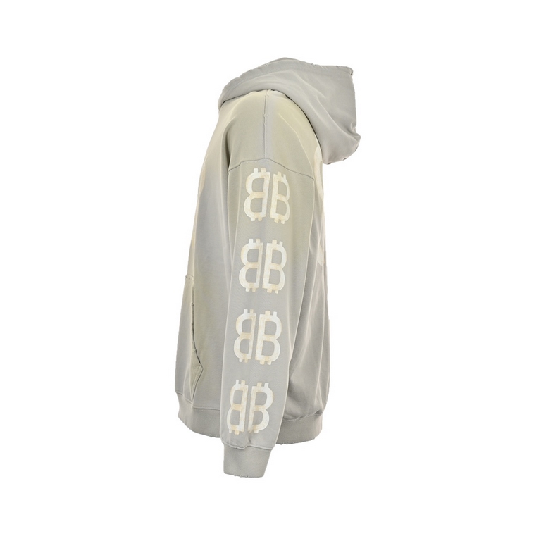 BalenciagaBalenciaga 23Fw Double B Bitcoin Airbrushed Hooded SweatshirtWoven and dyed in 480g combed cotton, this summer's Dirty Fit is the pinnacle of the collection.The print is dyed with a base color of the fabric and