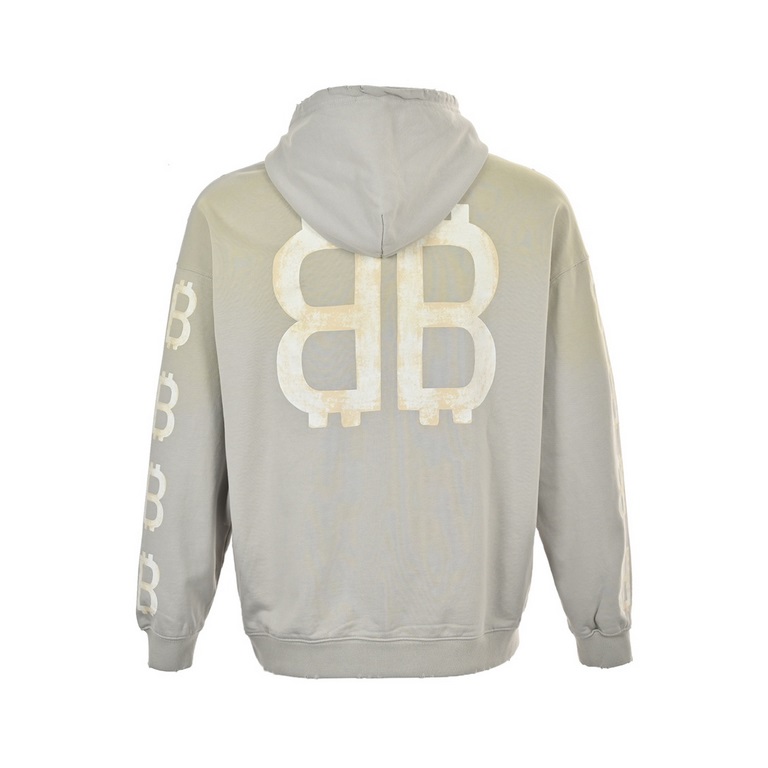 BalenciagaBalenciaga 23Fw Double B Bitcoin Airbrushed Hooded SweatshirtWoven and dyed in 480g combed cotton, this summer's Dirty Fit is the pinnacle of the collection.The print is dyed with a base color of the fabric and