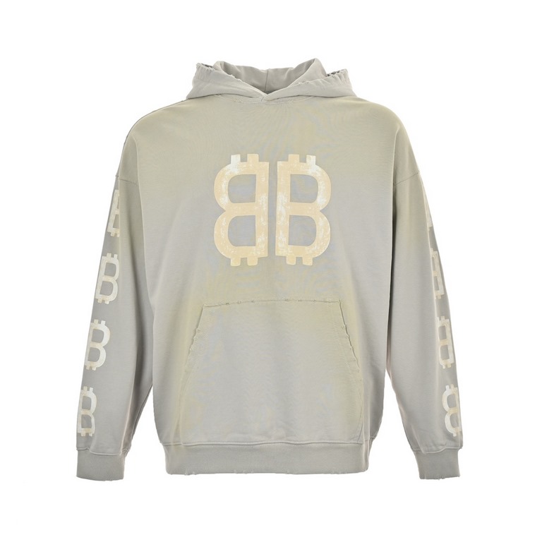 BalenciagaBalenciaga 23Fw Double B Bitcoin Airbrushed Hooded SweatshirtWoven and dyed in 480g combed cotton, this summer's Dirty Fit is the pinnacle of the collection.The print is dyed with a base color of the fabric and