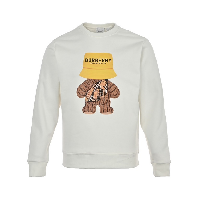 BurberryBurberry 23Fw satchel cartoon bear printed round neck sweaterFabrics using 400 grams of cotton, customized 32 thread, clothing two times at the wash, the fabric is comfortable and skin-friendly without strange fe