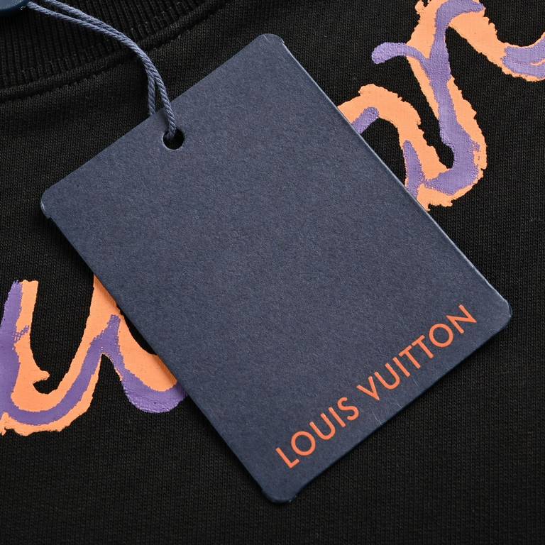 Louis VuittonLouis Vuitton 23Fw Purple and Orange Graffiti Letter Print Crew Neck SweatshirtThe fabric is made of 380 grams of double-stranded terry fabric, customized 32 threads, garment two wash processing, fabric comf