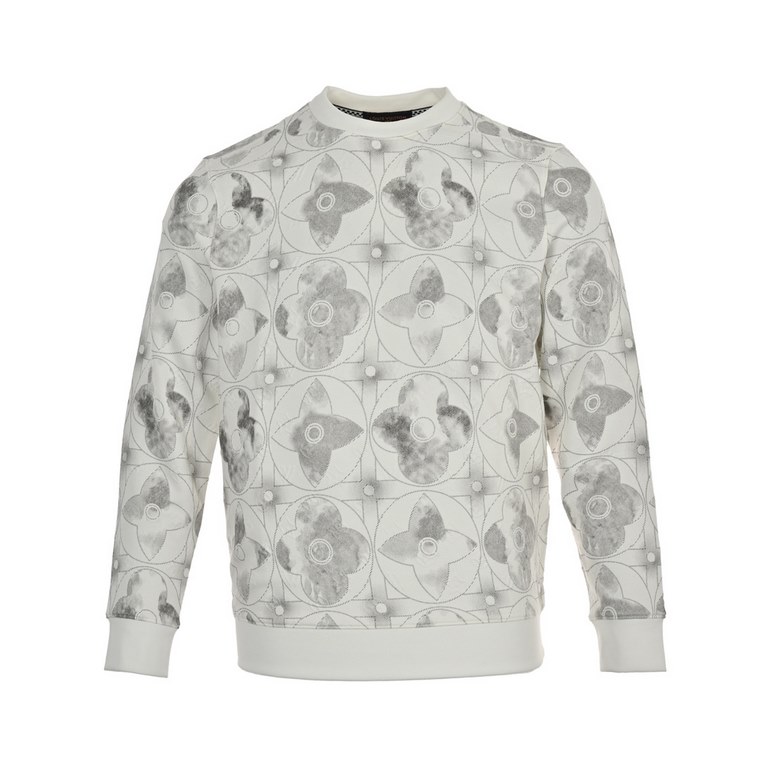 Louis VuittonLouis Vuitton 23Fw Rendered Old Flower Dark Print Crew Neck SweatshirtColor light grayFabric 400 grams of double-stranded terry fabric Custom 32 threads Washed twice in the garment Fabric is comfortable and 