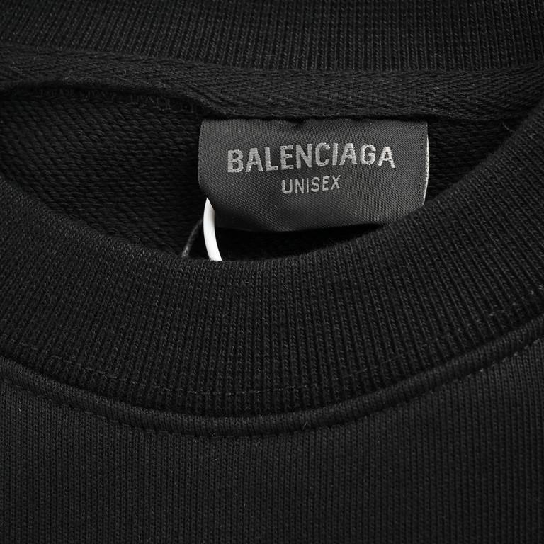 .Balenciaga  Balenciaga 23Fw hand-painted graffiti letter print round neck sweaterCotton terry double strand sweater fabric, color contrast dyeing fabric, ultra-fine flat screen printing process, trendy, using detailed g