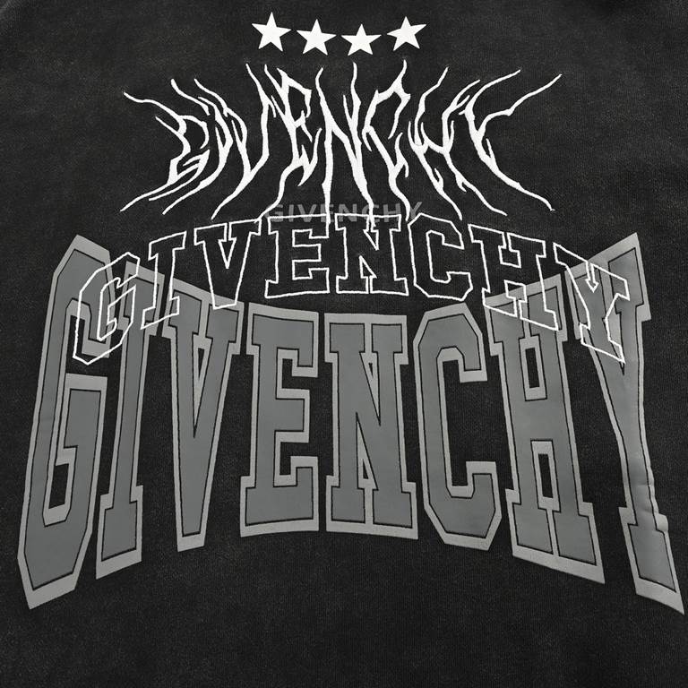 GIVENCHY Givenchy 23Fw Thorn washed and aged hooded sweatshirtPrinting and embroidery position is difficult to locate, shipping time is slow, the process is complicated, the cost is high, and the fabric is customized dye